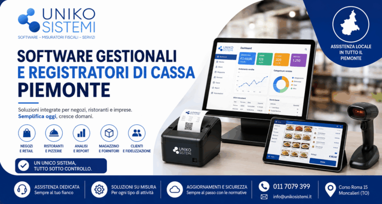 Software Gestionali e Registratori di Cassa Piemonte | Le soluzioni di Uniko Sistemi per negozi e commercianti.